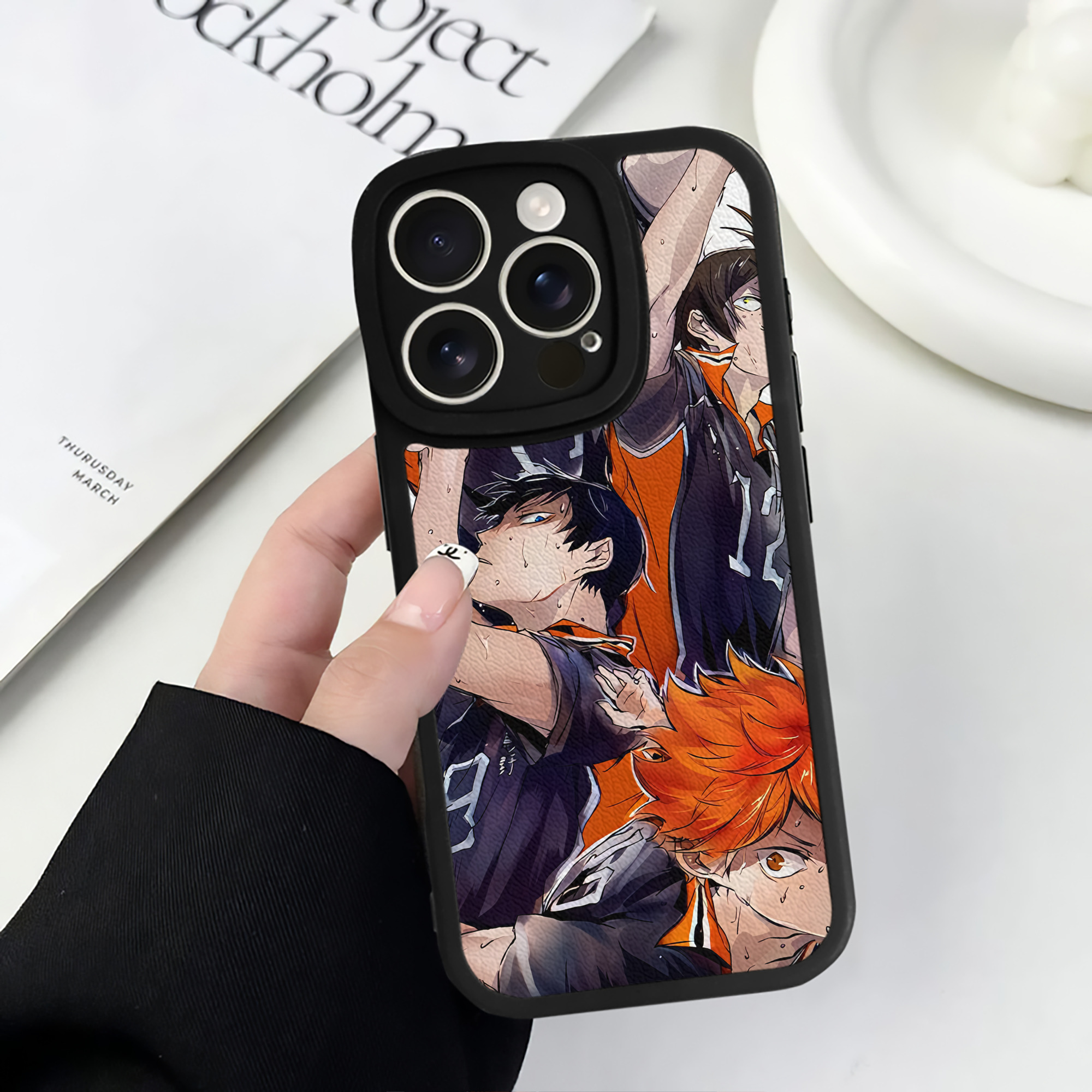 （画像用） ハイキュー!! Haikyu!! 【iPhone 16シリーズ対応】シリコンスマホケース（レザー調） 材質：シリコン